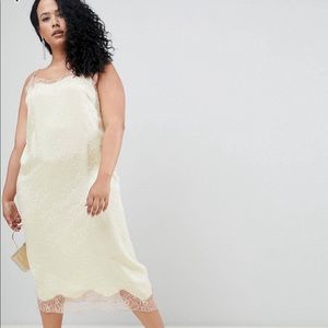 Soft jacquard slip dress with delicate lace detail